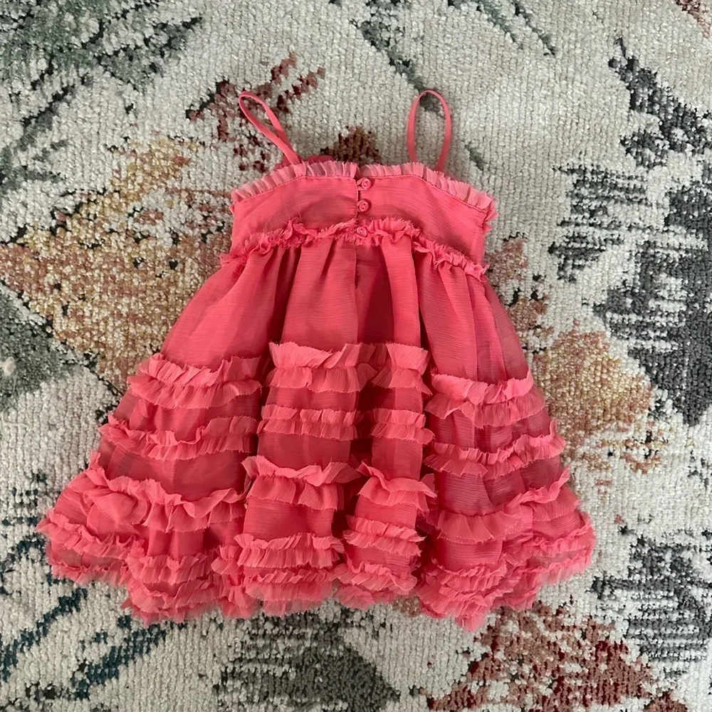 Like new Baby Gap 18-24 Months Girl Pink Passion Tulle Tier Ruffle Dress